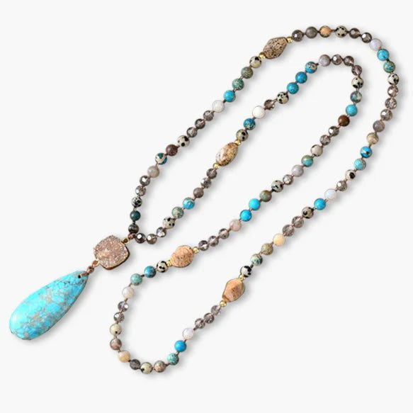 Collar de lágrima de jaspe del océano calmante