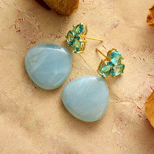 Golden Amazonite Dangle Earrings