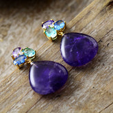 Golden Amethyst Dangle Earrings