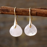 Minimalist Rose Quartz Drop Earrings