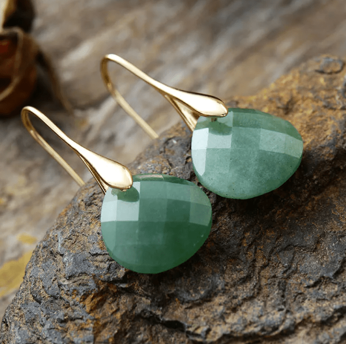 Minimalist Aventurine Drop Earrings