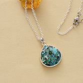 Silver Minimalist Turquoise Waterdrop Necklace