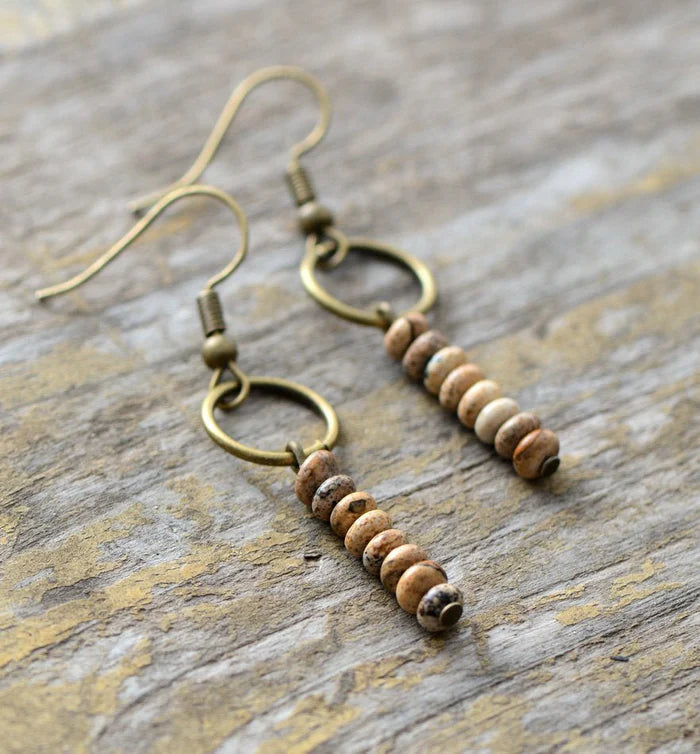 Natural Stone Jasper Earrings
