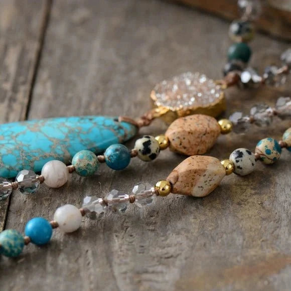 Collar de lágrima de jaspe del océano calmante