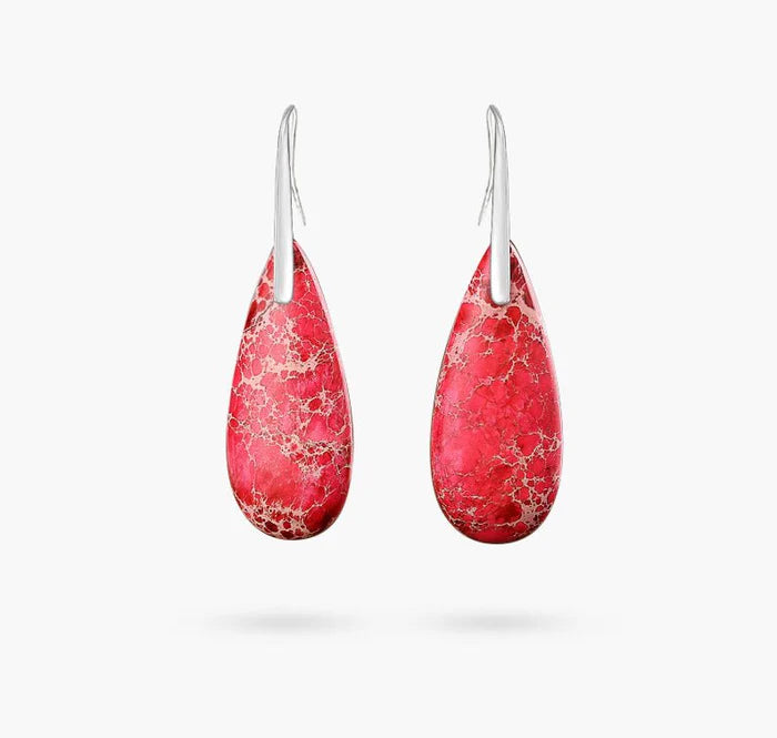 Red Imperial Jasper Teardrop Earrings