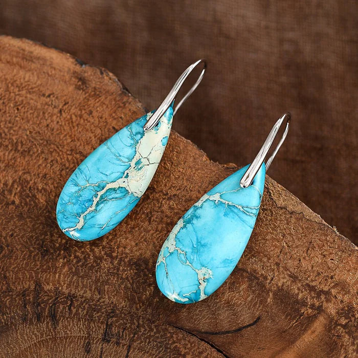 Turquoise Jasper Protection Drop Earrings