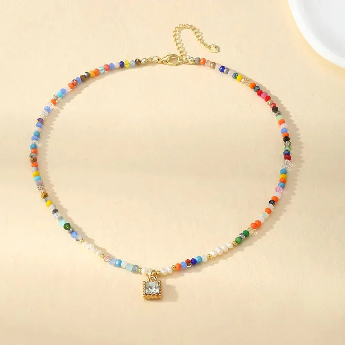 Rainbow Frost Crystal Choker Necklace