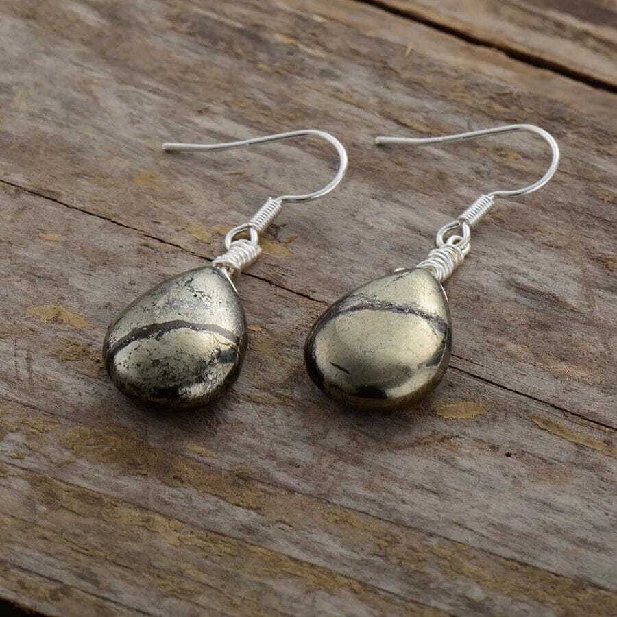 Handmade Pyrite Drop Earrings - Black Friday SALE