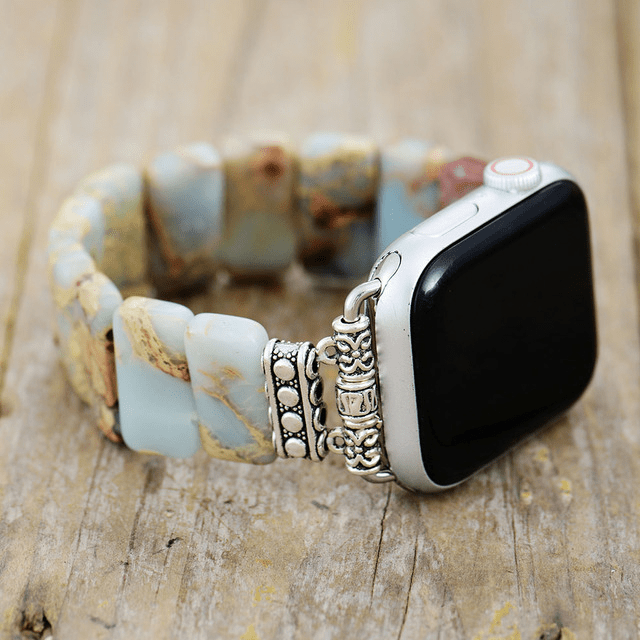 Boho Natural Jasper Stone Smart Bracelet Watch Band - Temu