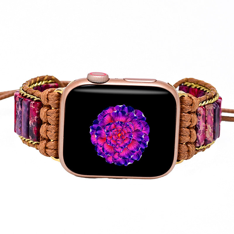 Maroon Imperial Jasper Apple Watch Strap