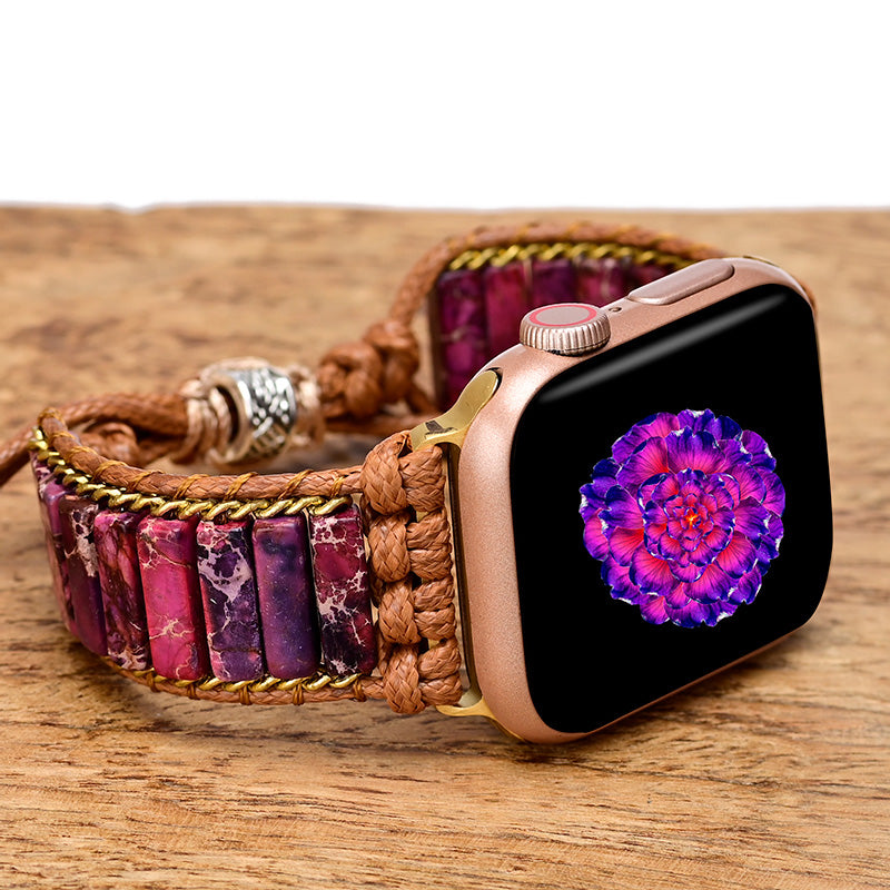 Maroon Imperial Jasper Apple Watch Strap