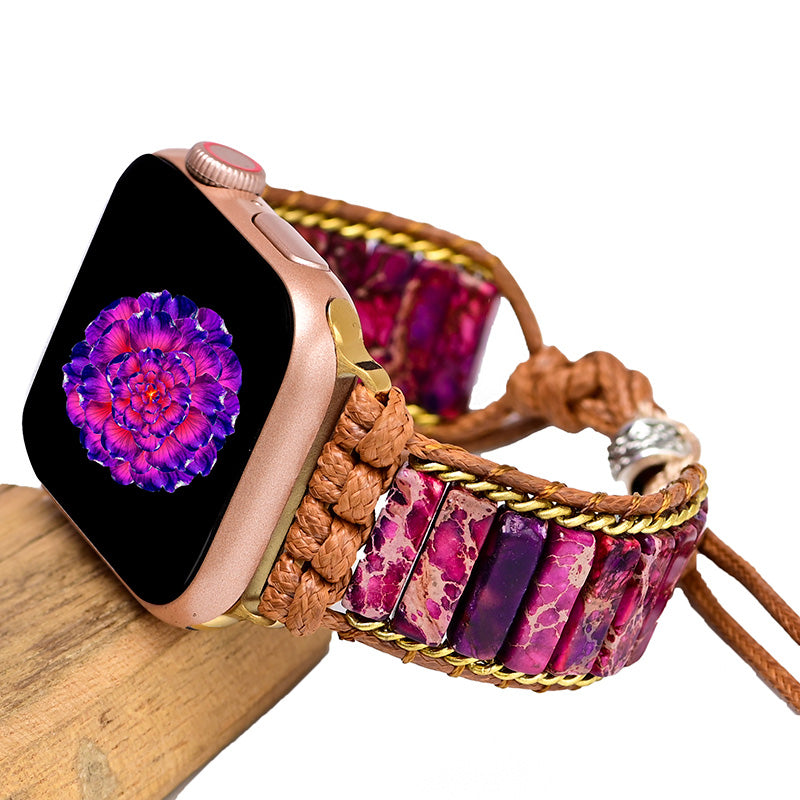 Maroon Imperial Jasper Apple Watch Strap