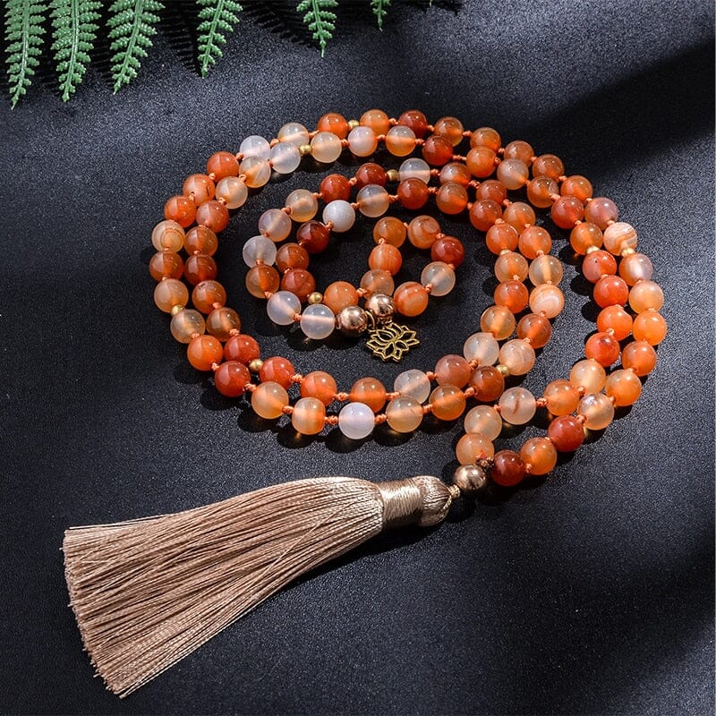 Calming Orange Agate 108 Mala