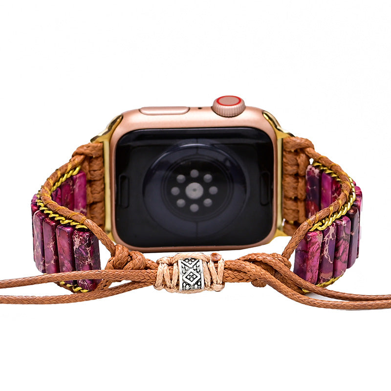 Maroon Imperial Jasper Apple Watch Strap