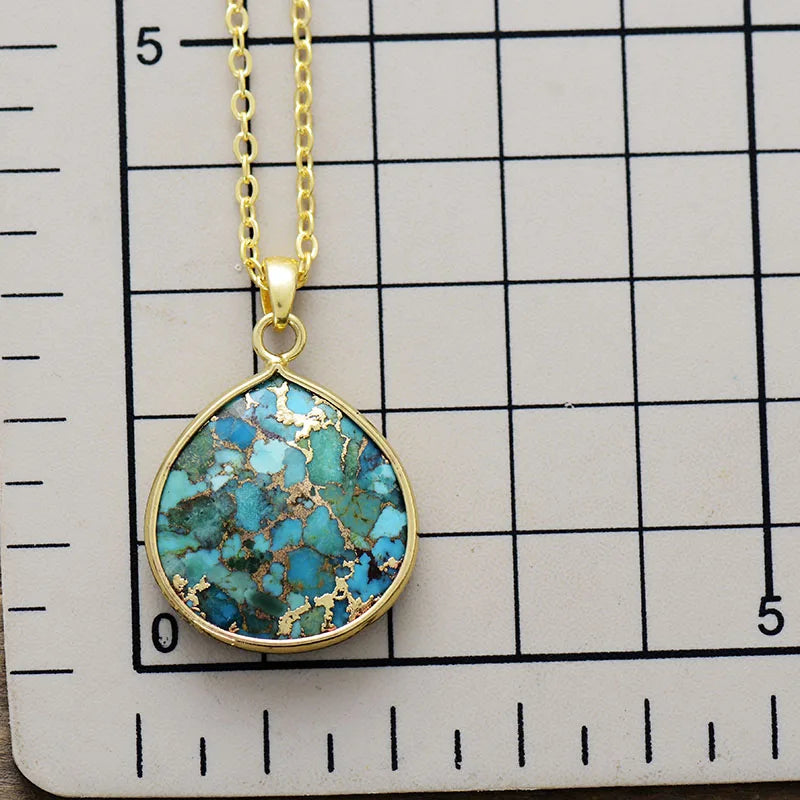 Gold Minimalist Turquoise Waterdrop Necklace