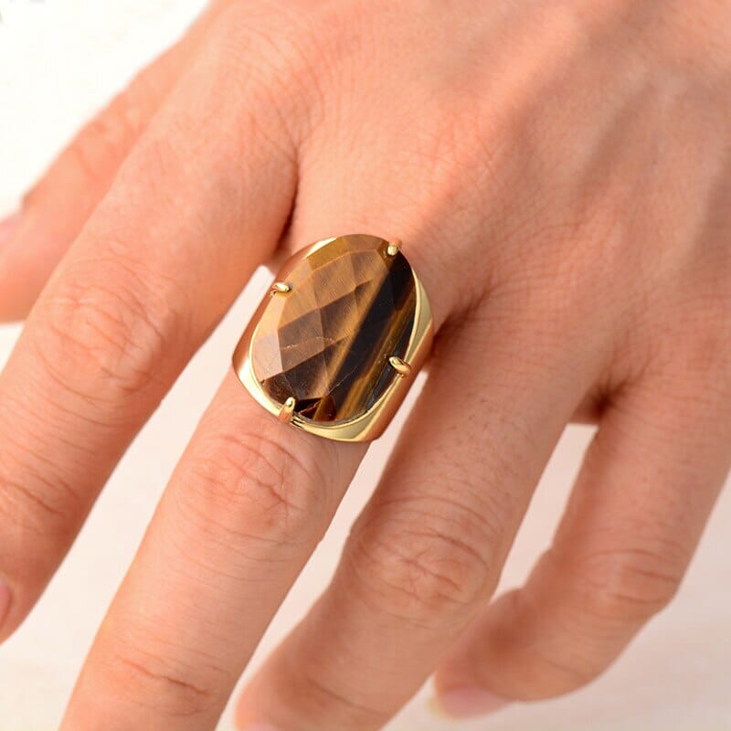Subtle Oval Tiger Eye Ring