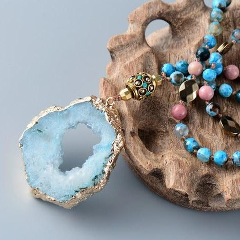 Healing Geode Druzy Turquoise Necklace