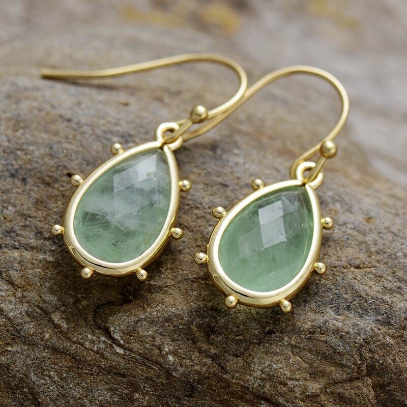 Green Aventurine Teardrop Hook Earrings