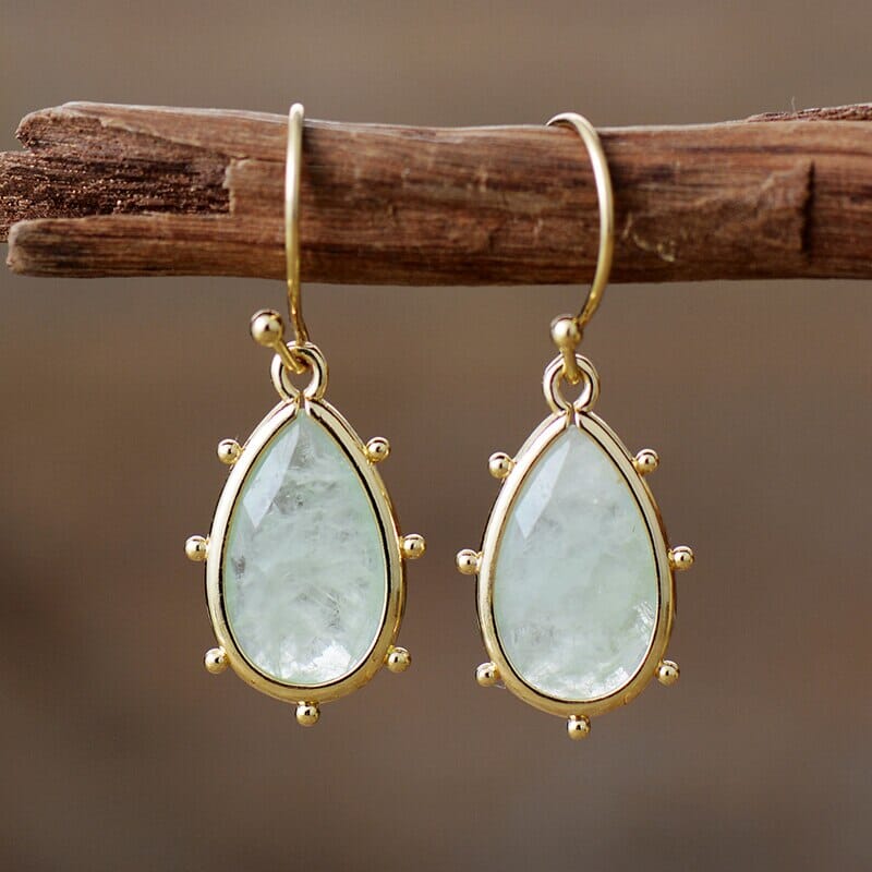 Green Aventurine Teardrop Hook Earrings