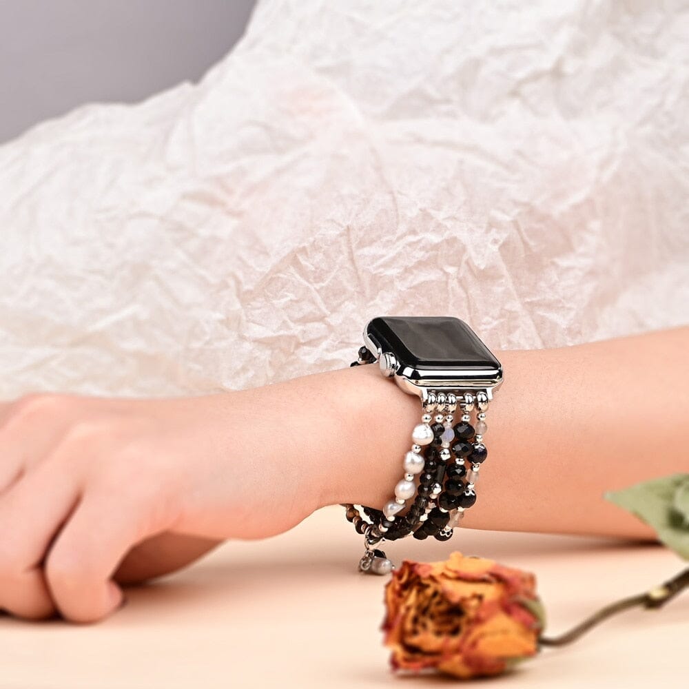 Contrasting Onyx and Opal Perfect Fit Apple Watch Strap