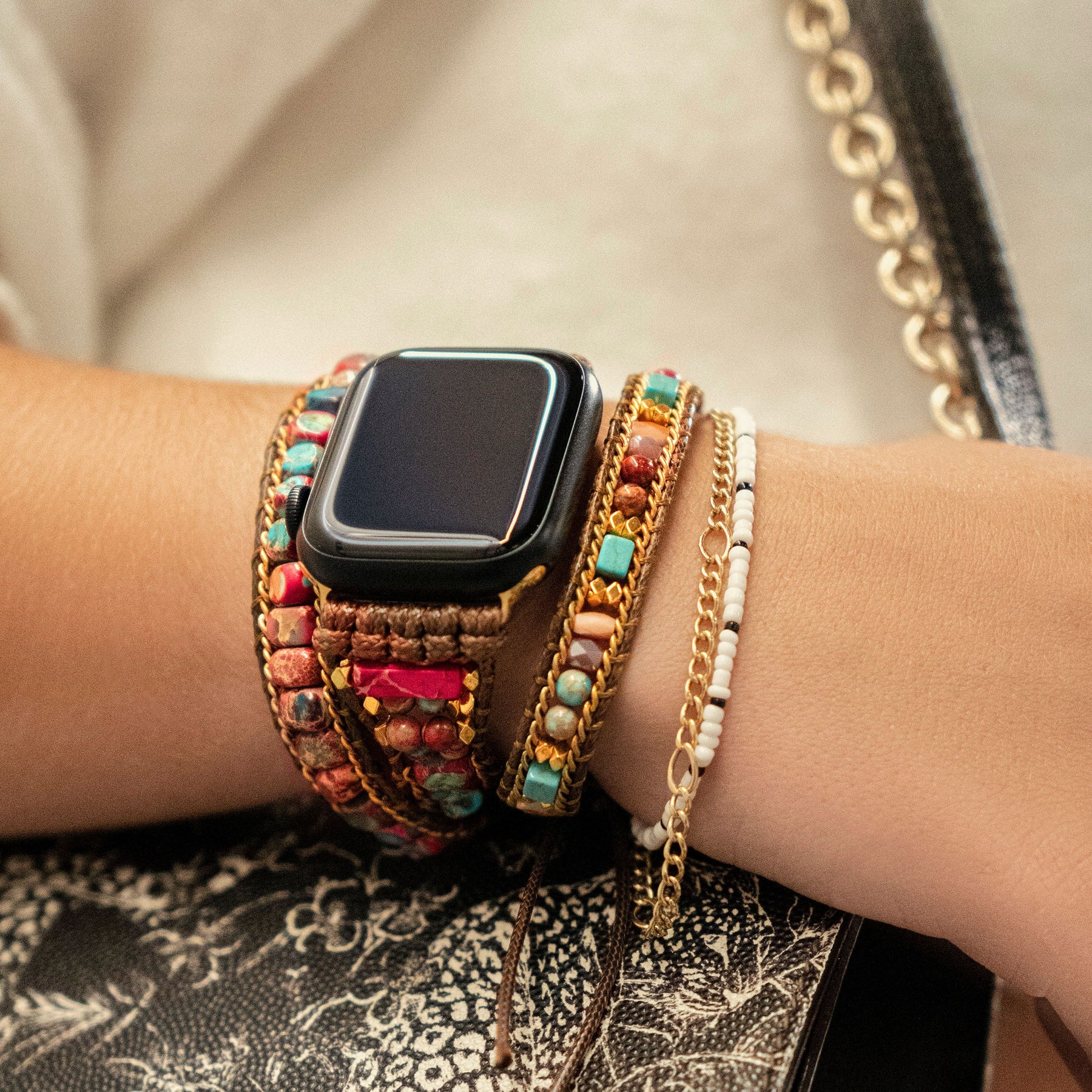 Kleurrijke droom jaspis <tc>Apple Watch Strap</tc>