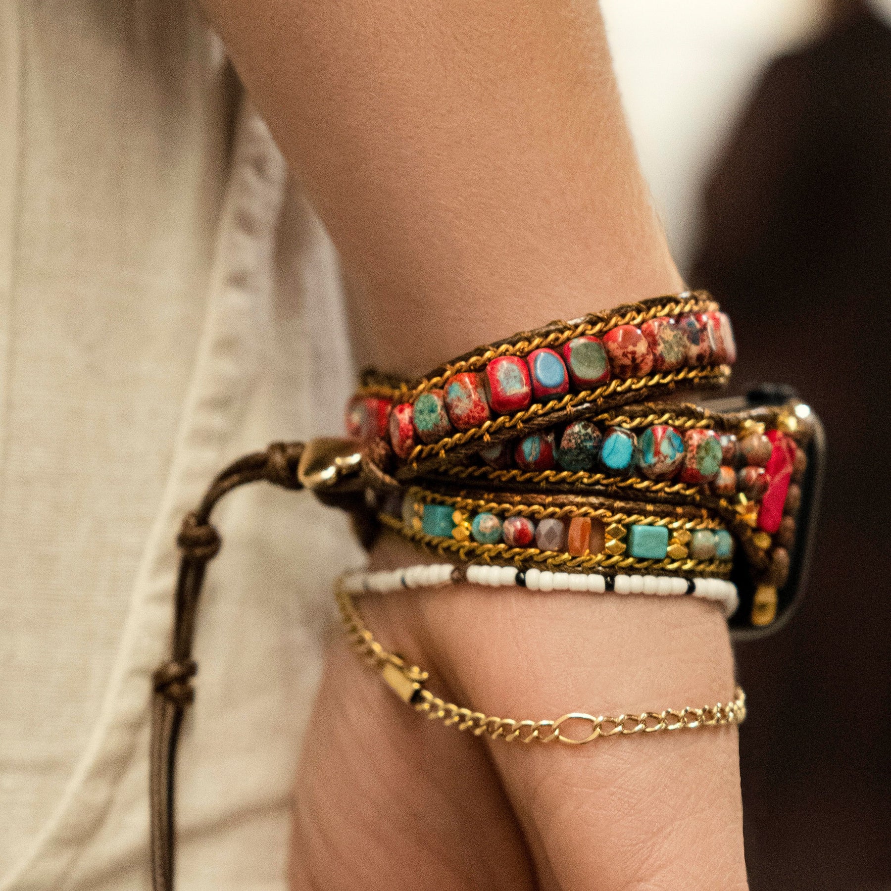 Kleurrijke droom jaspis <tc>Apple Watch Strap</tc>
