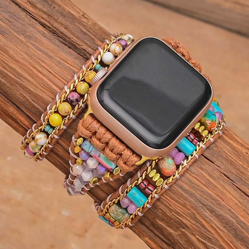 Cinturino Apple Watch con pietre naturali miste colorate