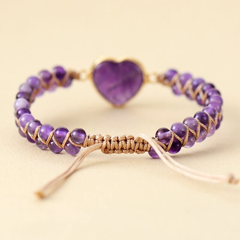 Healing Heart Amethyst Bead Bracelet