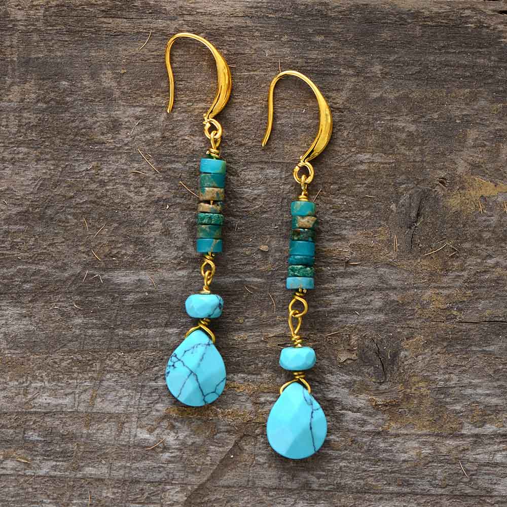 Natuurlijke turquoise jaspis oorbellen