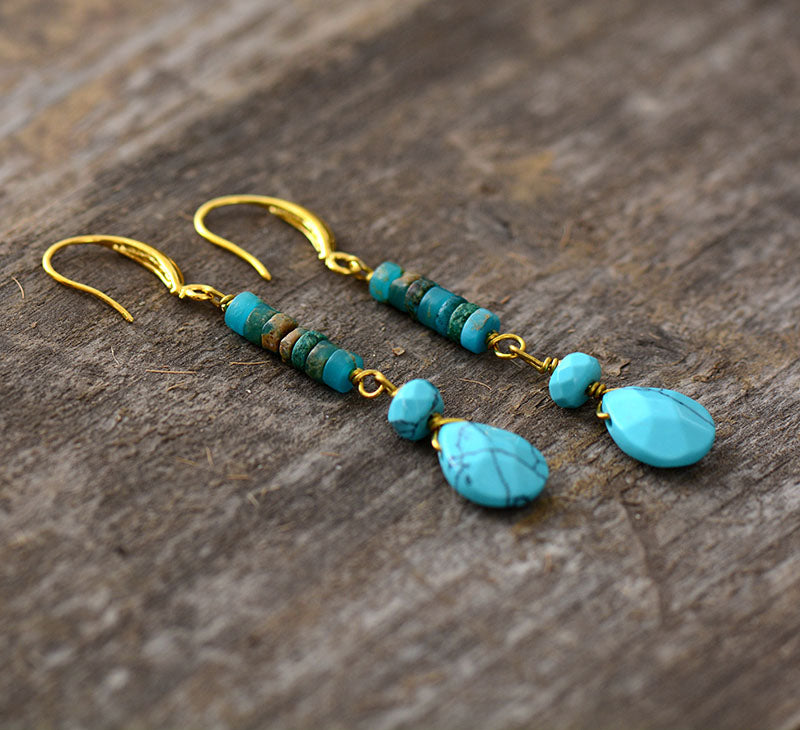 Natuurlijke turquoise jaspis oorbellen