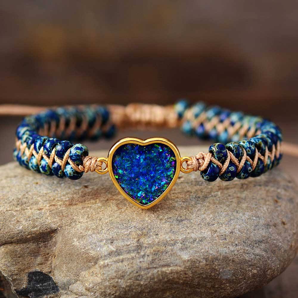 Brazalete de ópalo de corazón curativo