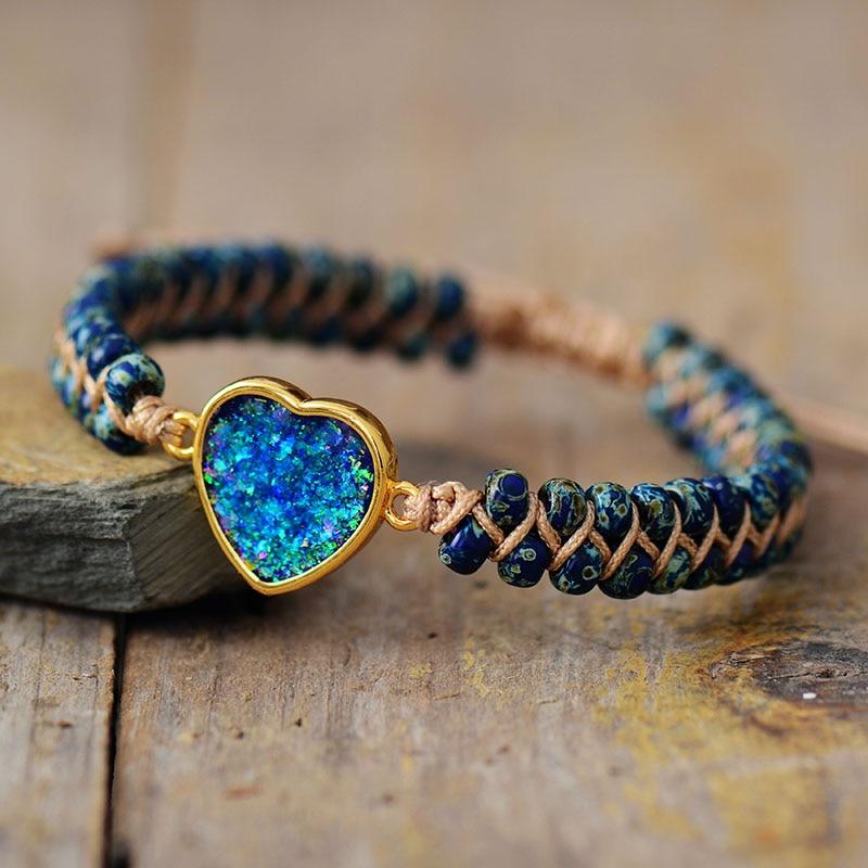 Brazalete de ópalo de corazón curativo