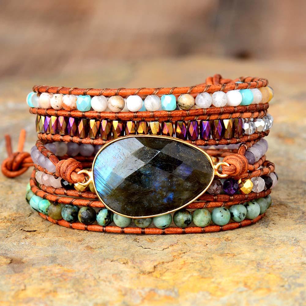 Healing Labradorite Jasper Wrap Bracelet