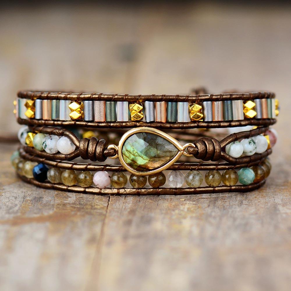 Healing Labradorite Protection Wrap Bracelet