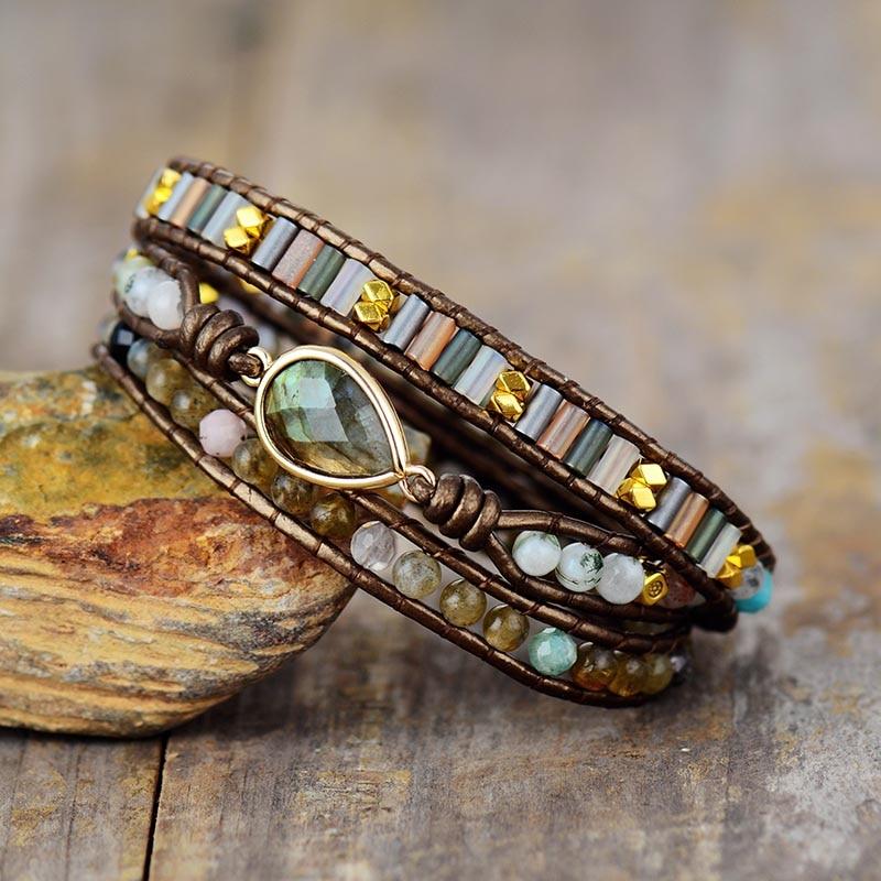 Healing Labradorite Protection Wrap Bracelet