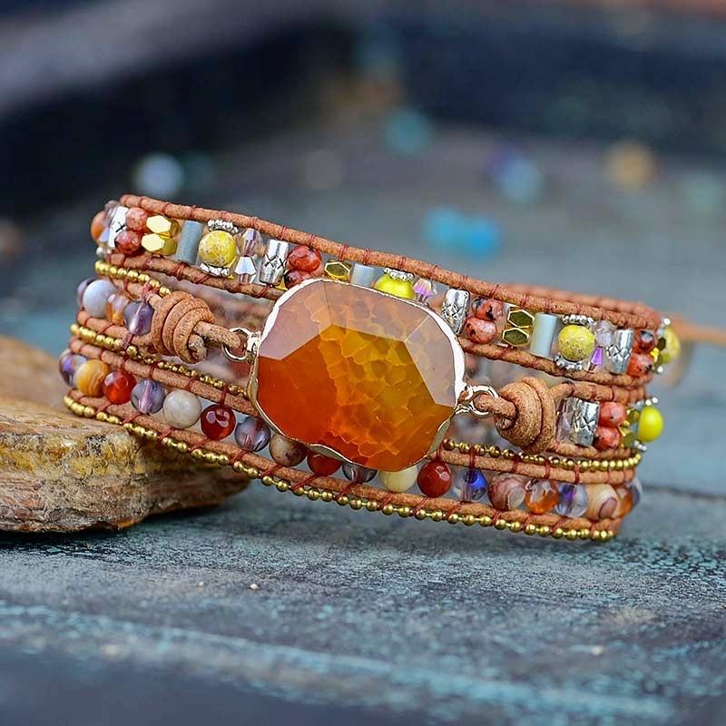 Bracciale avvolgente in pietra di agata curativa