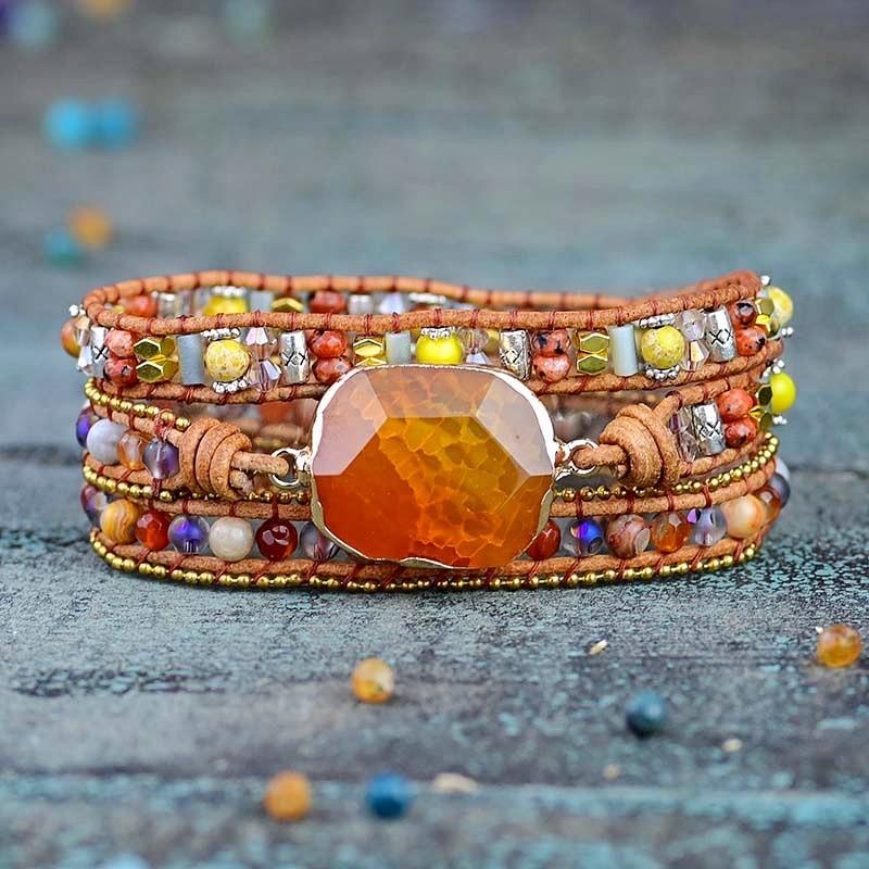 Bracciale avvolgente in pietra di agata curativa