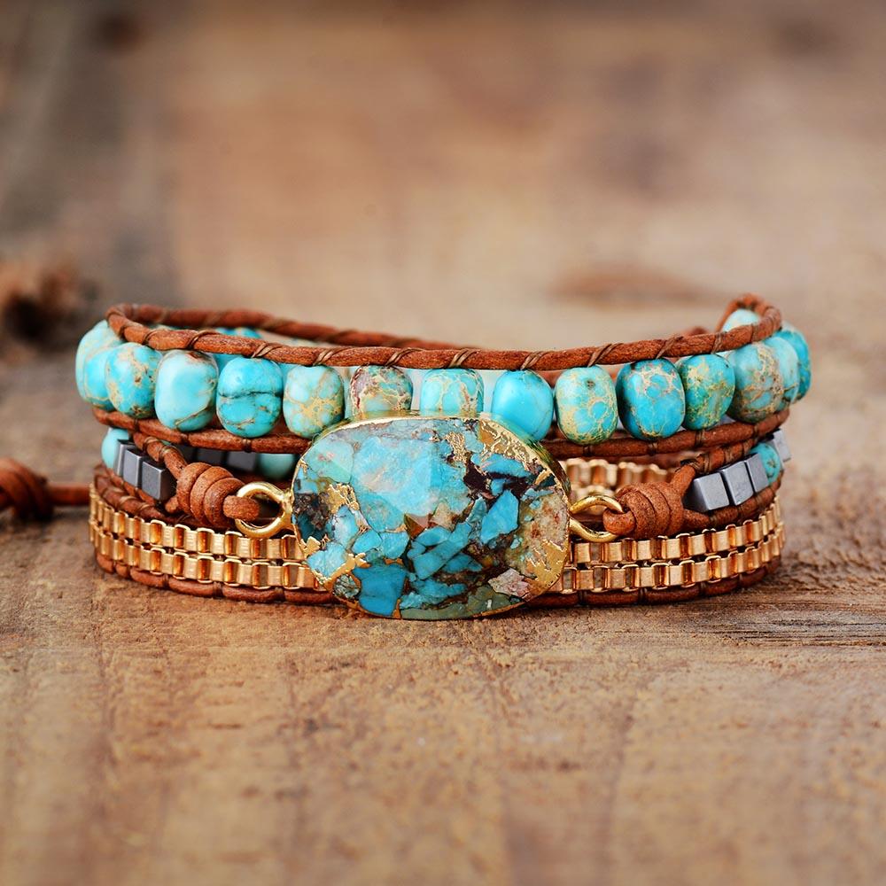 Natural Amazonite Wrap Bracelet