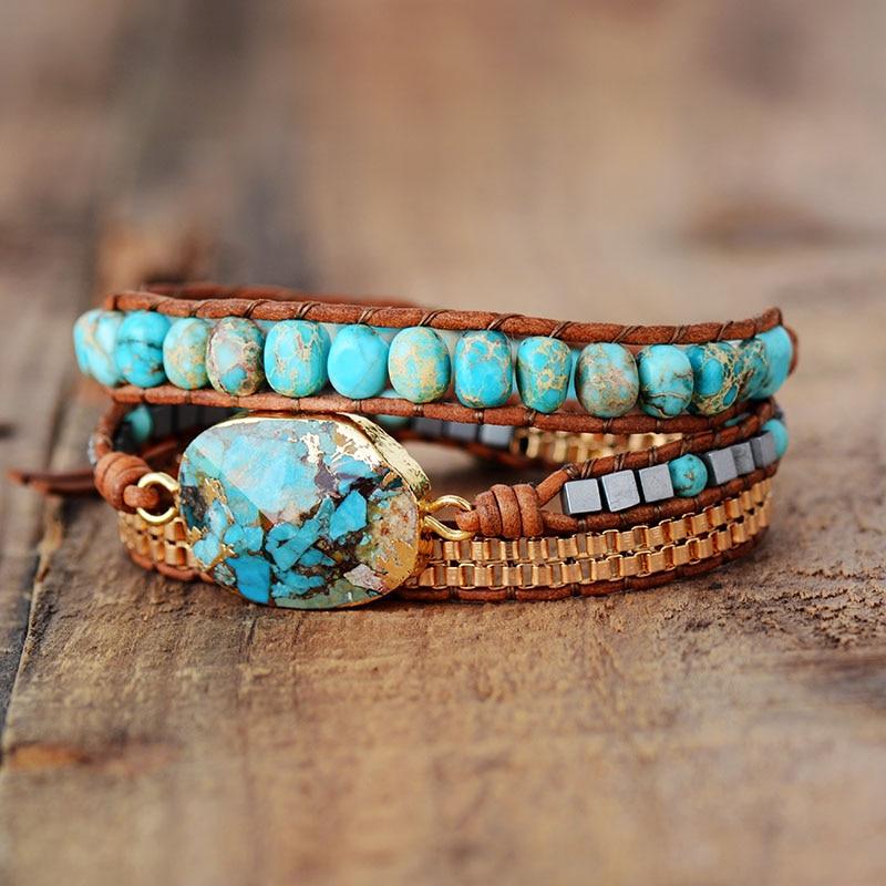 Natural Amazonite Wrap Bracelet