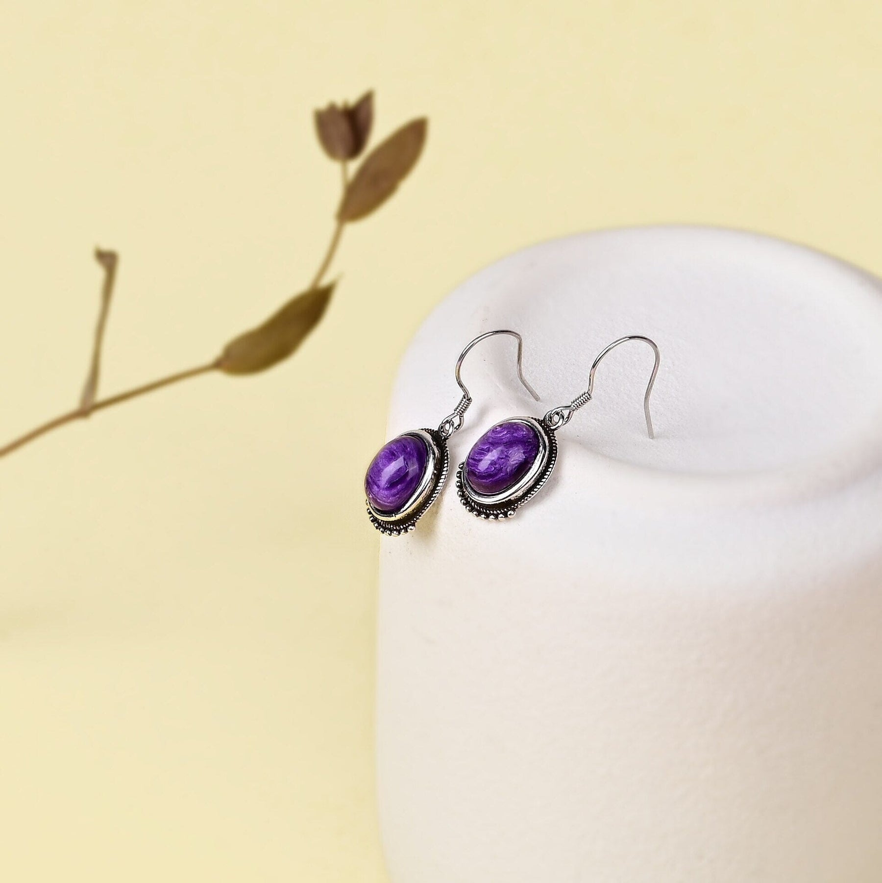 Stunning Charoite Hook Earrings