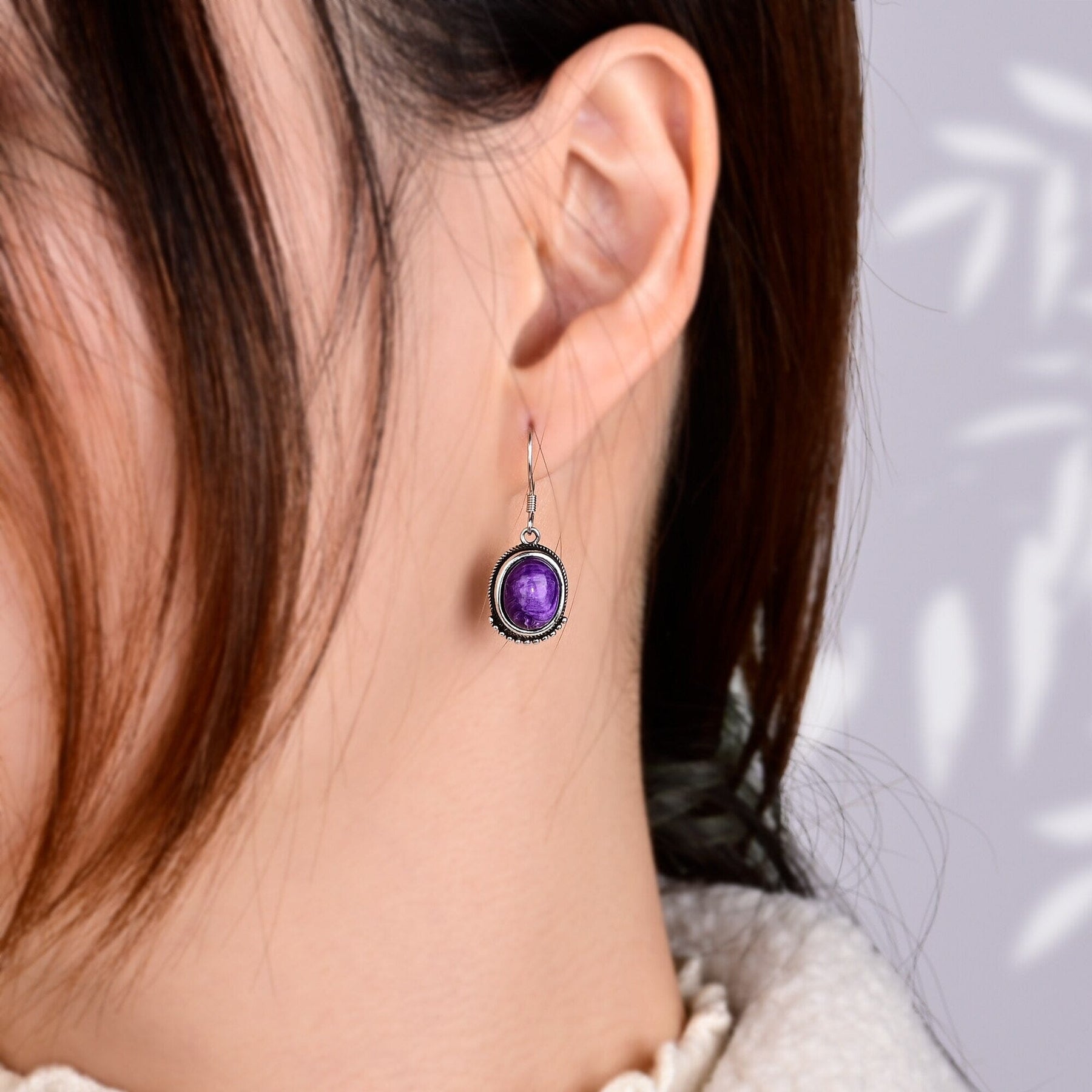 Stunning Charoite Hook Earrings
