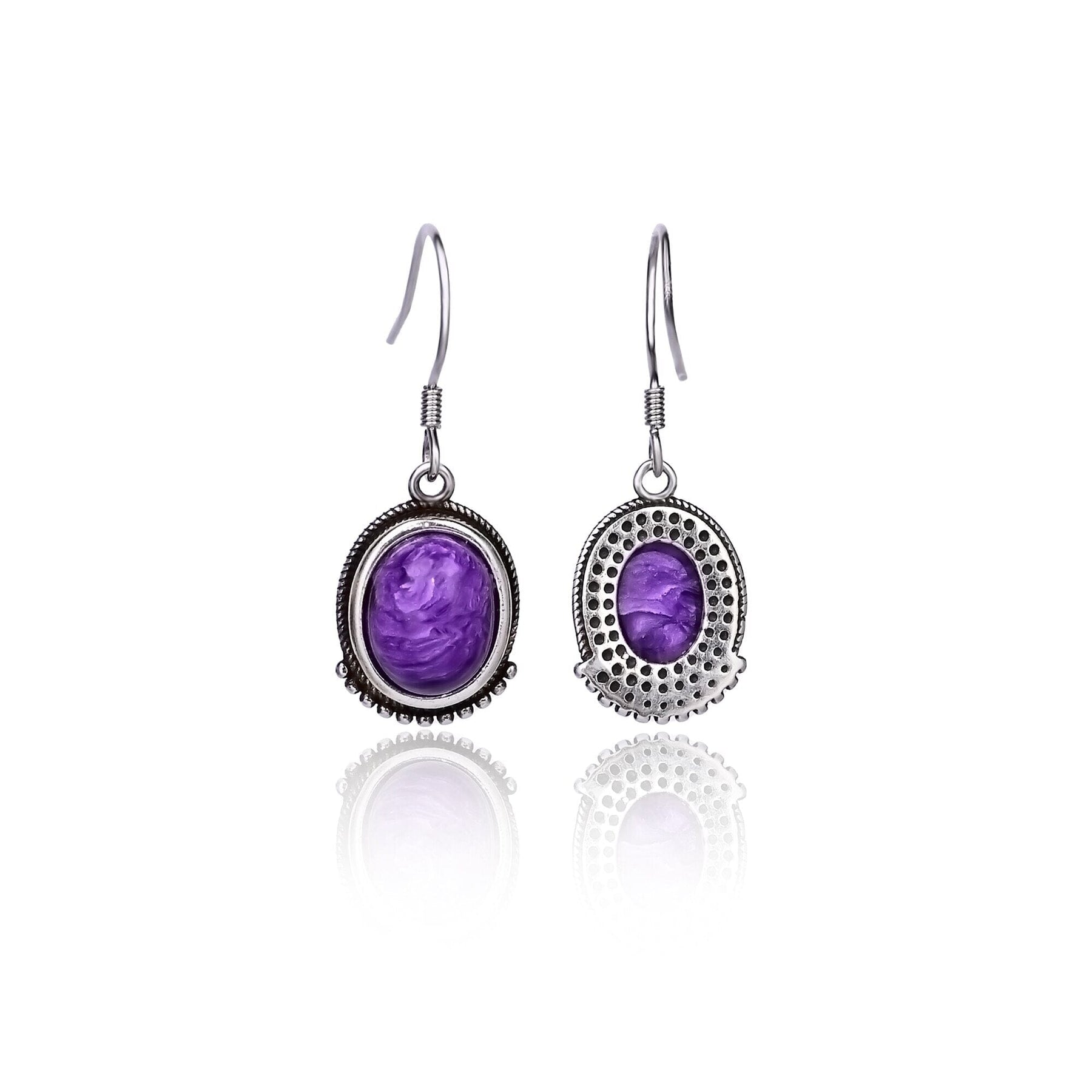 Stunning Charoite Hook Earrings