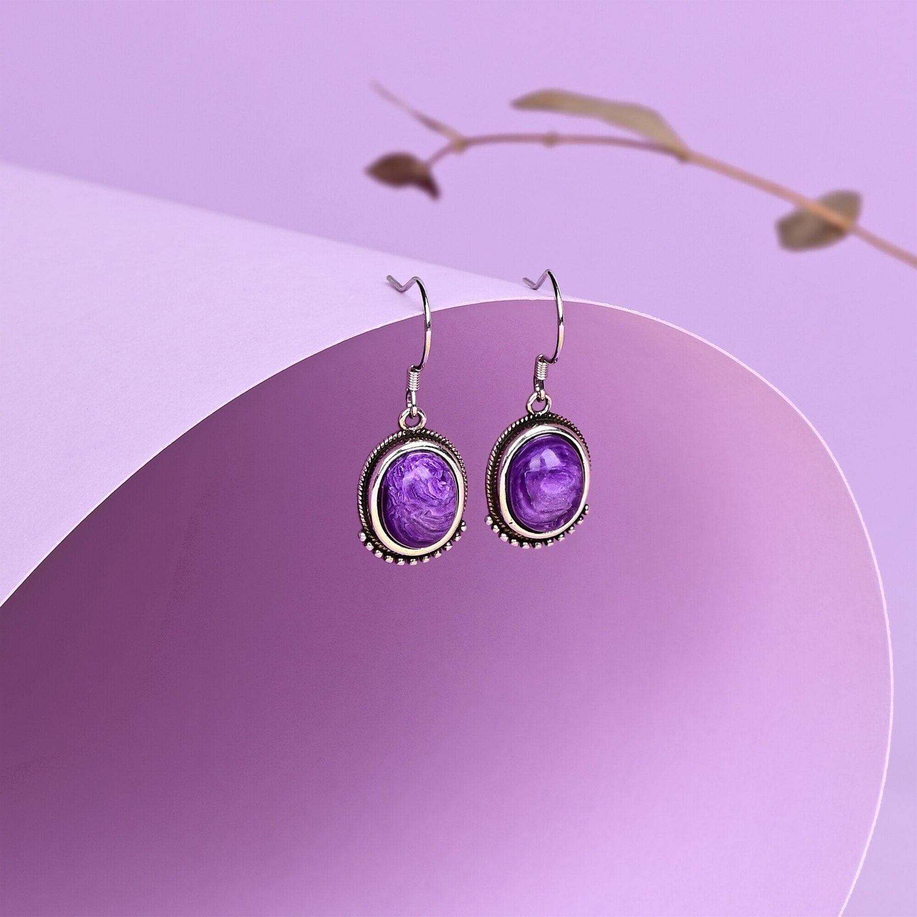 Stunning Charoite Hook Earrings