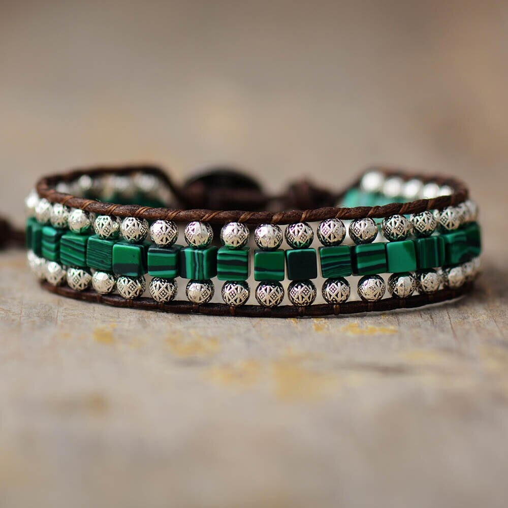 Tibetan Malachite Wrap Bracelet