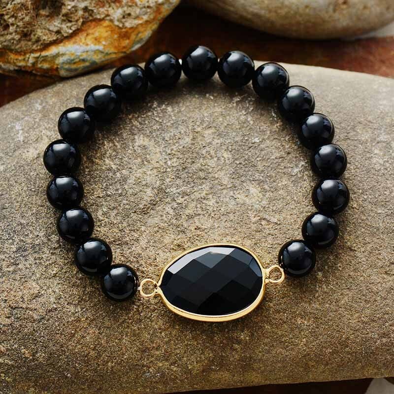 Elegant Black Onyx Bead Bracelet