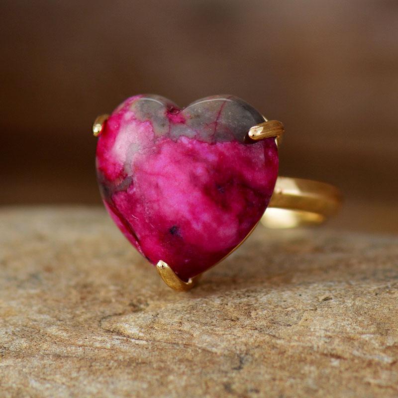 Anello di rodonite del cuore curativo