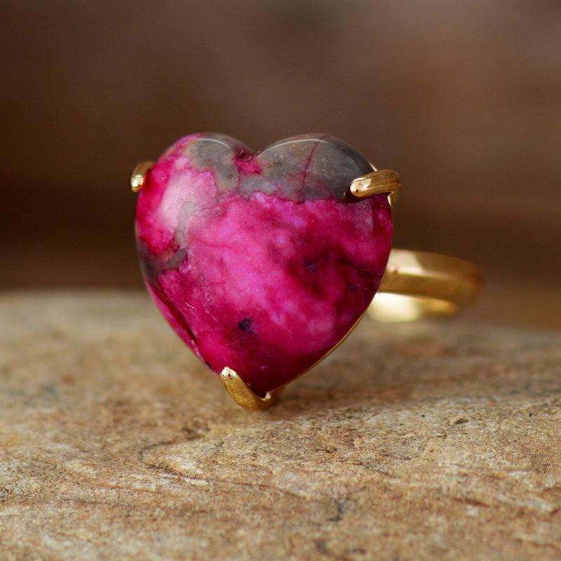 Healing Heart Rhodonite Ring