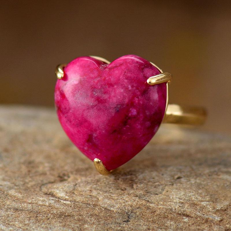 Healing Heart Rhodonite Ring