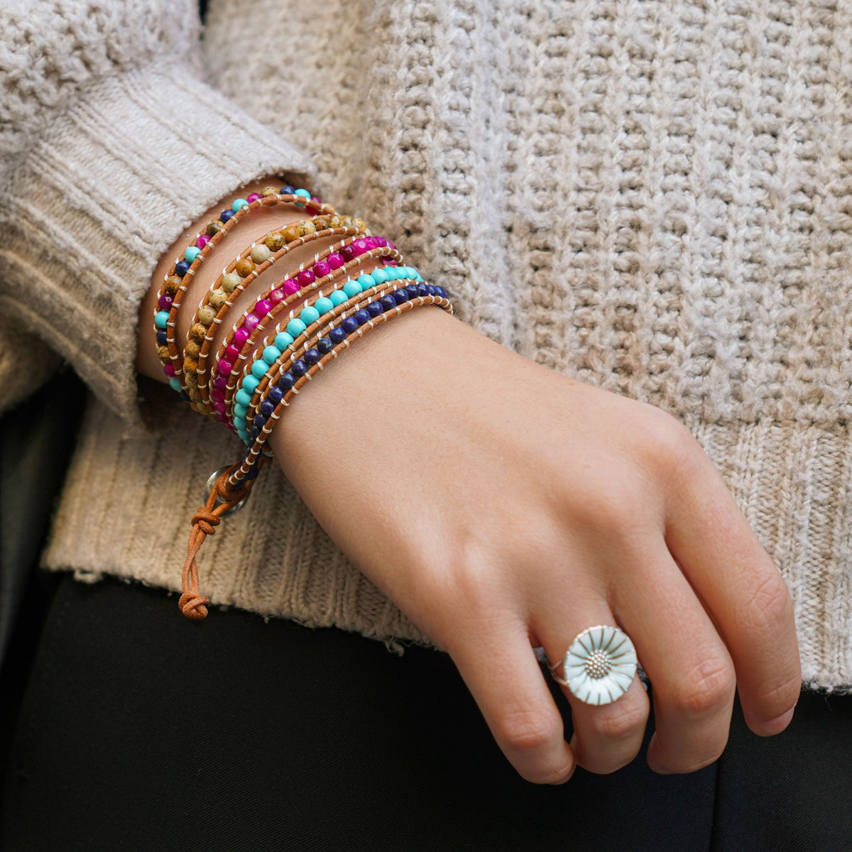 Natural Healing Mixed Stones Wrap Bracelet