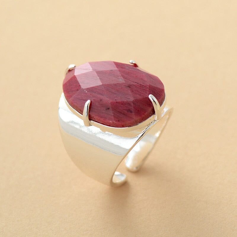 Subtle Oval Rhodochrosite Ring